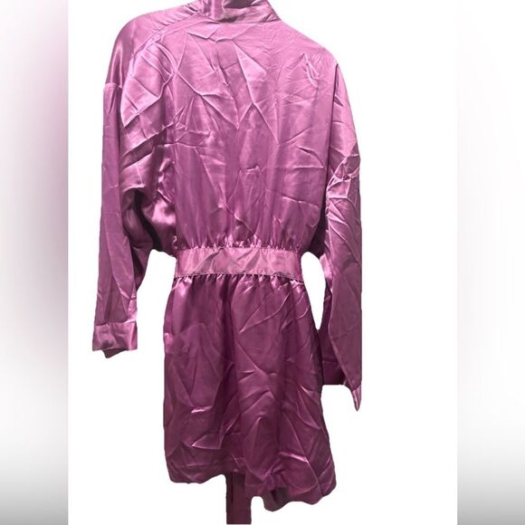 Victoria’s Secret Silk Lingerie Set Purple Slip Dress + Robe (M/OS) - Picture 2 of 11